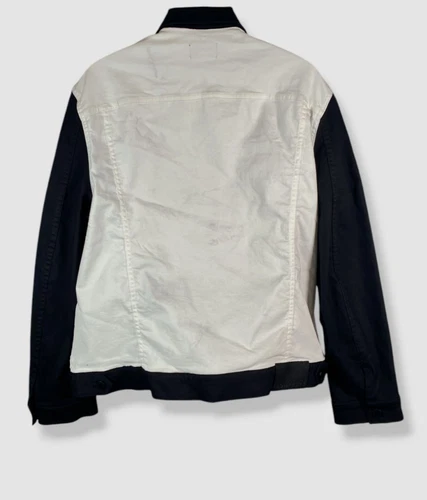 Monfrere Men's White Colorblocked Dean Denim Jacket Size XXL image 2