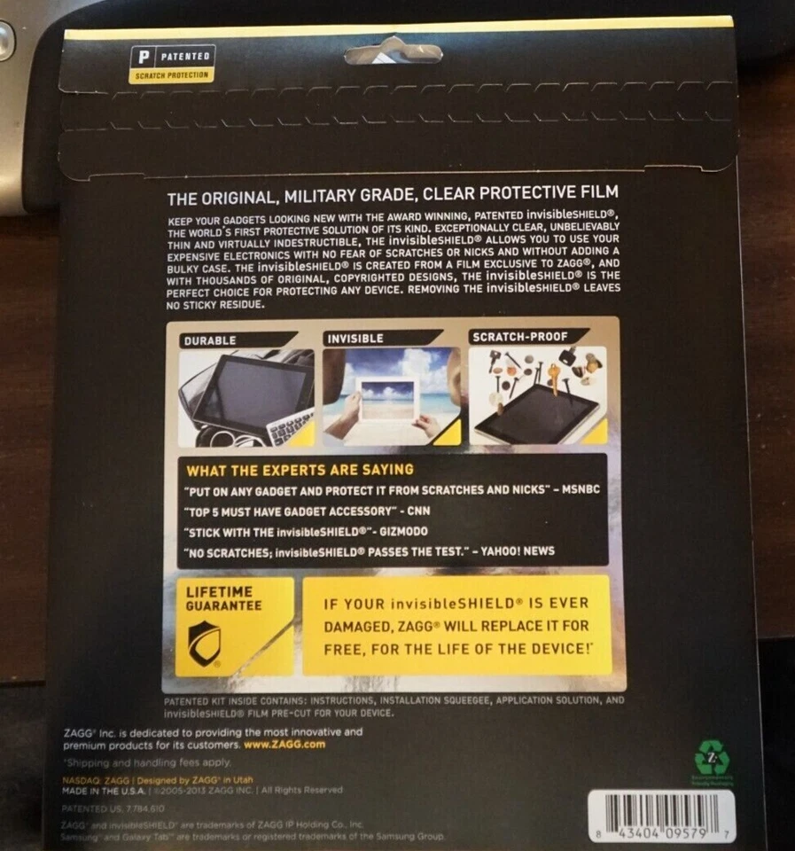 Protector invisible Zagg para Samsung Galaxy Tab 3 10.1. ¡NUEVO SIN ABRIR! Foto 2 de 2