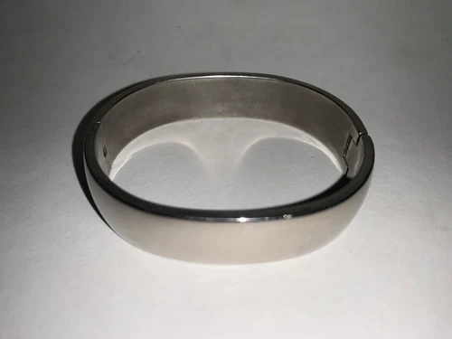 Sterling Silver 925 Mexico Hinged Bangle Solid Bracelet Snap Clasp 79g