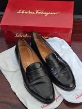 🔥VTG🔥 Y2K Salvatore Ferragamo 'FIRENZE' Black Leather Loafers Men's 11 D