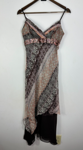 OC OC Vestido Babydoll de Seda con Cuentas para Mujer 4 Boho Y2K Hada Transparente Maxi Asimétrico