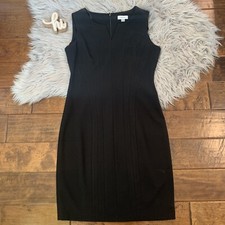 Calvin Klein Womens Dress Black Piped Stretch Sheath Size 10 Split Neck
