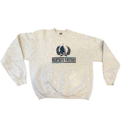 Vintage Martha’s Vineyard Pullover Sweatshirt Segelboot grau XL