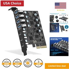 PCIe to USB 3.2 Gen 2 Card with 20 Gbps Bandwidth 7 USB Ports 4 USB Type-A an...