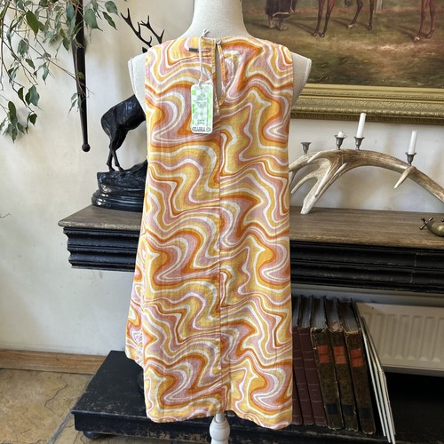Retro Style LLadies Orange/ Pink Swirl Dress GHANDA Size M New With Tags - Picture 2 of 5