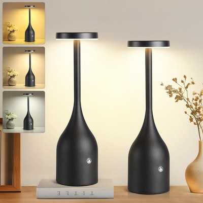 2PCS Cordless Table Lamp Rechargeable Battery Operated LED Table Light Dimmable