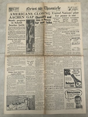 ORIGINAL NACHRICHTEN CHRONIK ZEITUNG DES ZWEITEN WELTKRIEGS 10. OKTOBER 1944 -D TAG FORTSCHRITT IN EUROPA