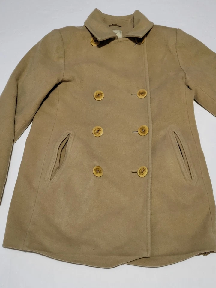 (#C) L.L. Bean Wool  Pea Coat Brown Size women's  REG 4  - Image 3 of 4