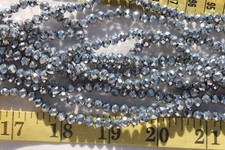 98 Beads 6x4mm Metallic Silver Crystal Glass Faceted Rondelle Beads