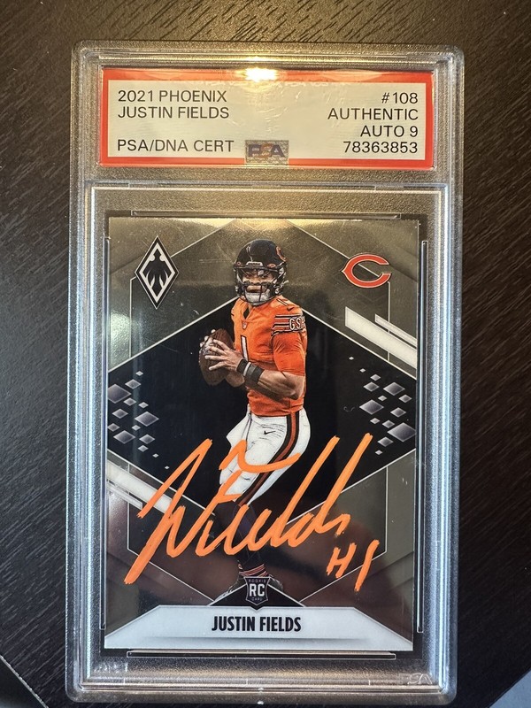 Justin Fields RC Rookie  Auto Silver  PSA AUTO 9 2021 Panini Phoenix
