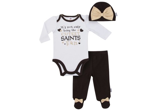 New Orleans Saints Baby Girl 3pc Onesie 