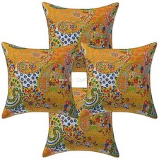 Indian Cushion Cover Pillow Case Kantha Ethnic Traditional Throw Decor Art Yoga