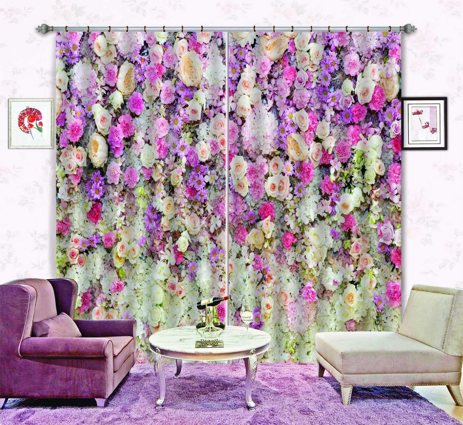 3D Romantic Roses ZHUB934 Photo Curtain Window Blockout Fabric Amy 2023