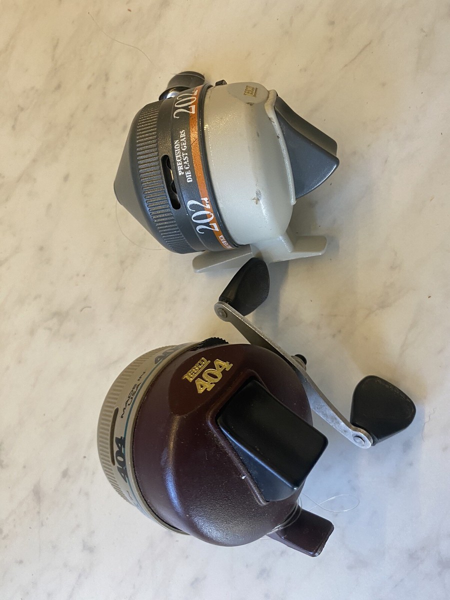 Vintage Zebco Push Button Fishing Reels 404 & 202 Plastic