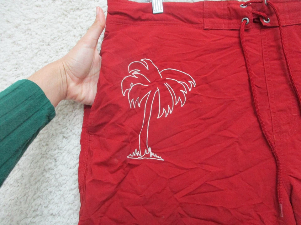 Карибские плавки шорты большие для взрослых красные доска сундуки карманы сетчатая подкладка мужские L - Изображение 2 из 4