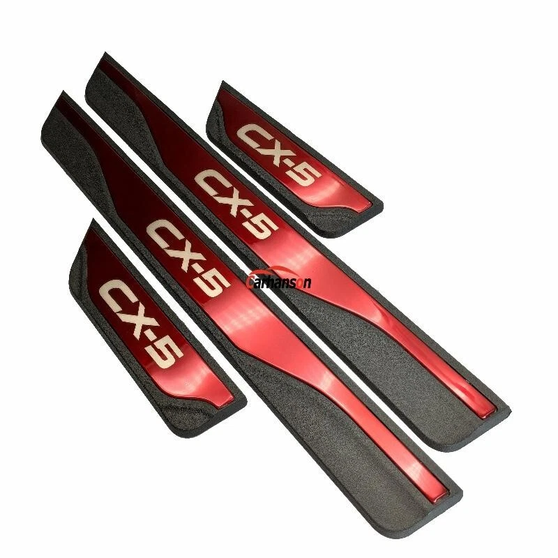 4PCS Red Car Door Sill Protector Scuff Panel Trim Parts For Mazda CX-5 2012-23  - Изображение 4 из 4