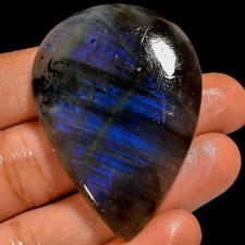 100 Natural Labradorite Pear Cabochon Loose Gemstone 79 Ct. 49X34X6 mm EE-54539