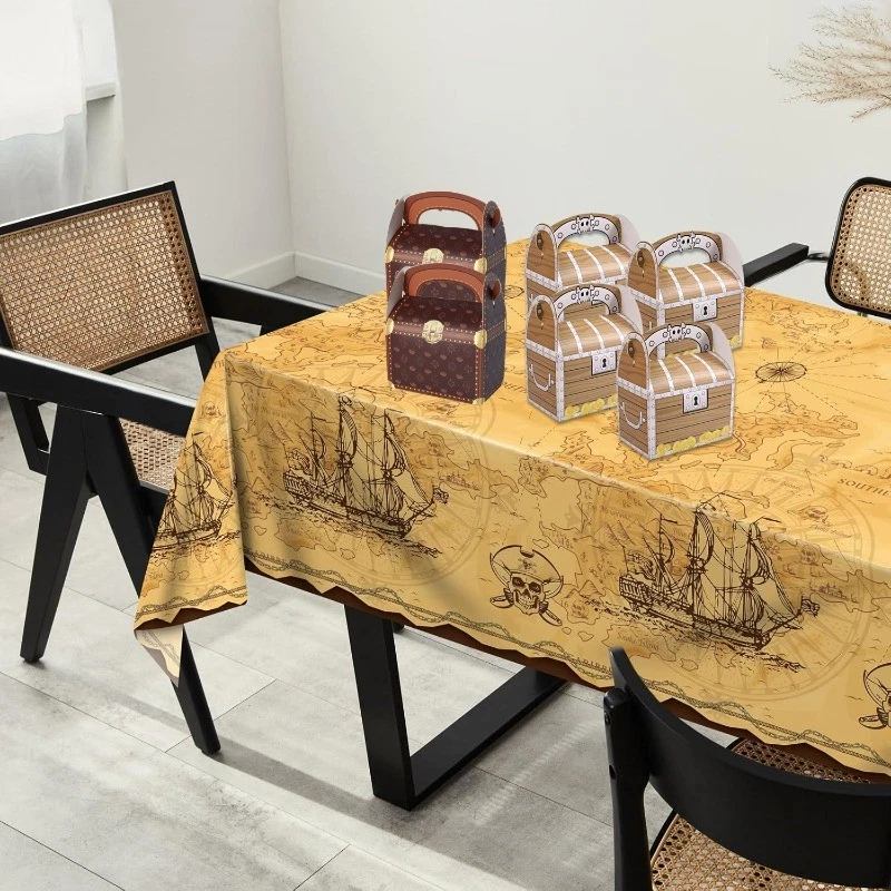 10 peças caixas de presente tesouro tema pirata papel marrom festa favor caixa para aniversário - Imagem 4 de 4