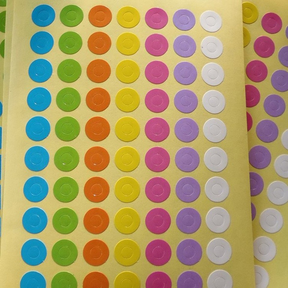 10 Sheets Colorful Ring Label Stickers for Gift Tag Reinforcement Hole ...