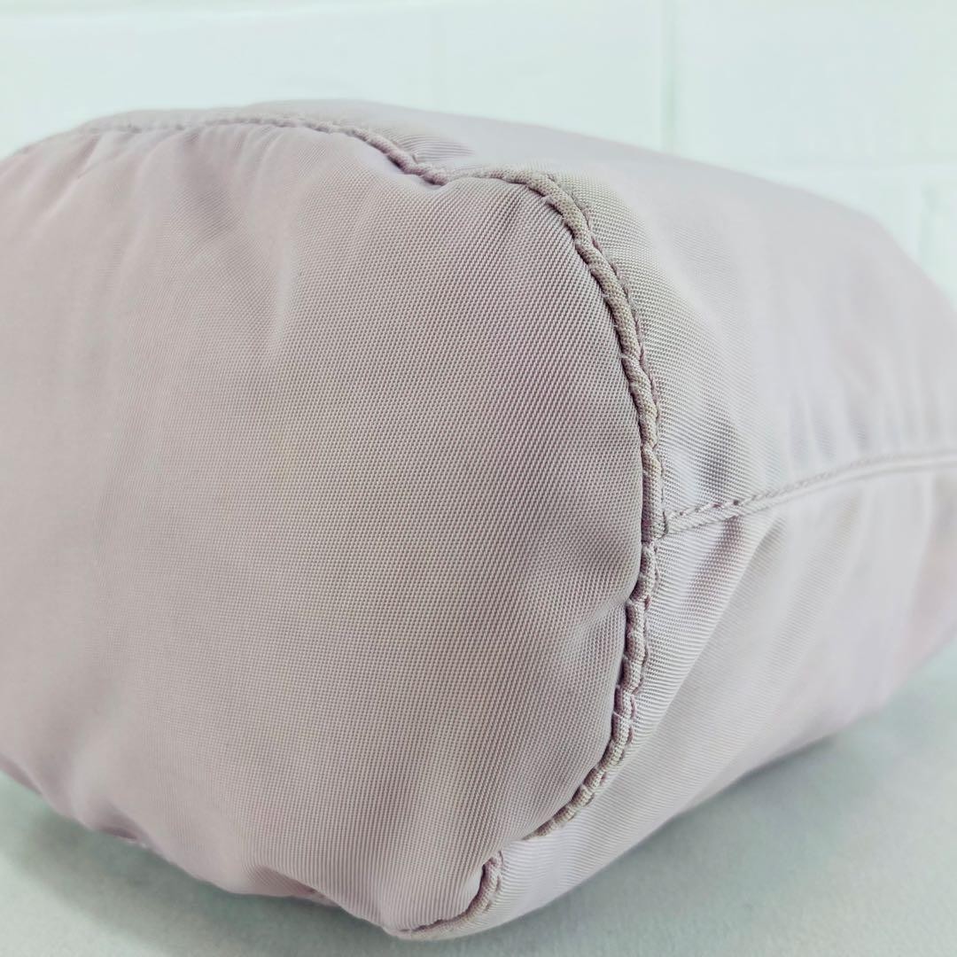 PRADA Nylon Pink Triangle Logo Drawstring Bag Aut… - image 8