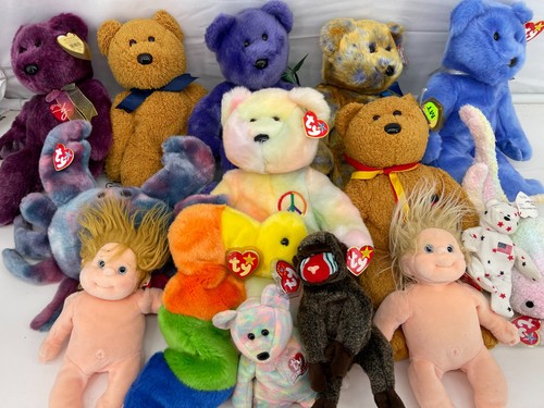 Vintage Lot of 15 TY Beanie Buddies Plush Bears & Animals Large #2