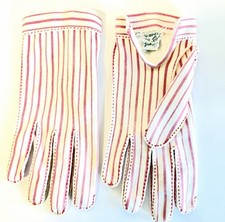 Vintage 1950  s Le Gant HERMES Wear Right Suede White  Red Striped Gloves 7.5 XS