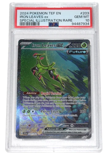 Pokémon Temporal Forces ~ IRON LEAVES ex PSA 10 ~ Special Illustration Rare 203