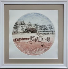 Polly Chase  "Tranquility" Signed &# Etching FRAMED  Farm Country Art NEW!