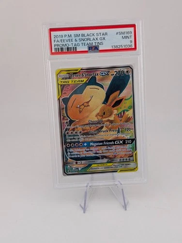 Pokemon PSA 9 EEVEE & SNORLAX GX #SM169 Sun & Moon Black Star Promo