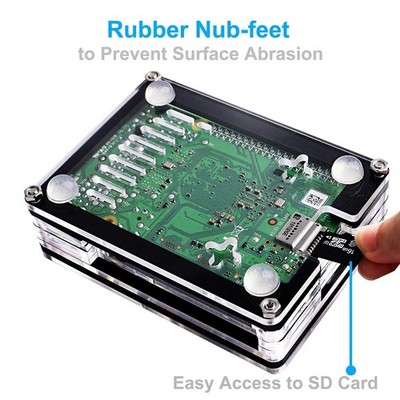 Miuzei Raspberry Pi 4 Case with Fan Cooling 4B 5V 3A clear white