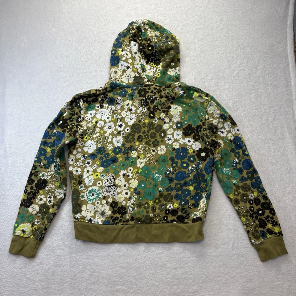 Женская толстовка с капюшоном Champion L зеленая с цветочным рисунком укороченная куртка на молнии 70-е Vibe - Изображение 4 из 4