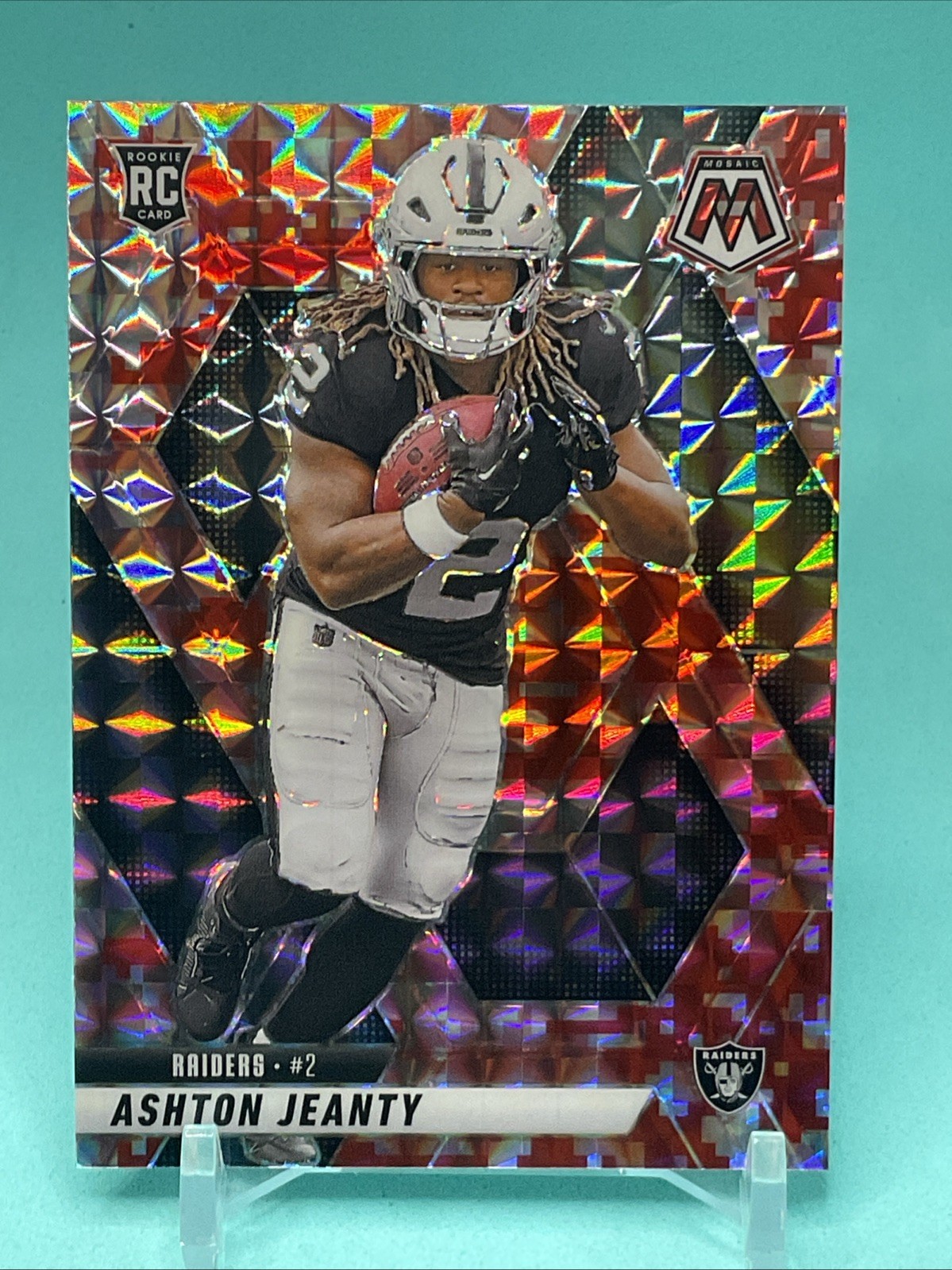 Ashton Jeanty 2025 Panini Mosaic Football RC Rookie Camo Red #345 - Raiders