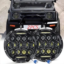 Pair DOT 7"inch Round LED Headlights Hi/Lo Beam DRL For Suzuki Samurai 1986-1995