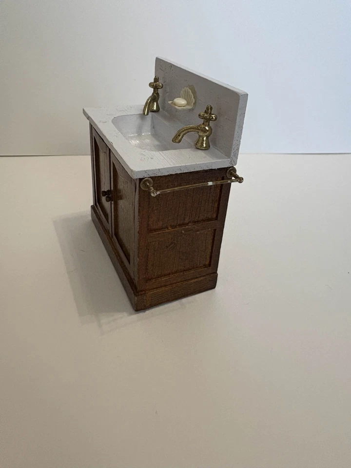 vintage miniature sink, victorian style, 1:12 scale, wooden, 1980s - Image 2 of 4