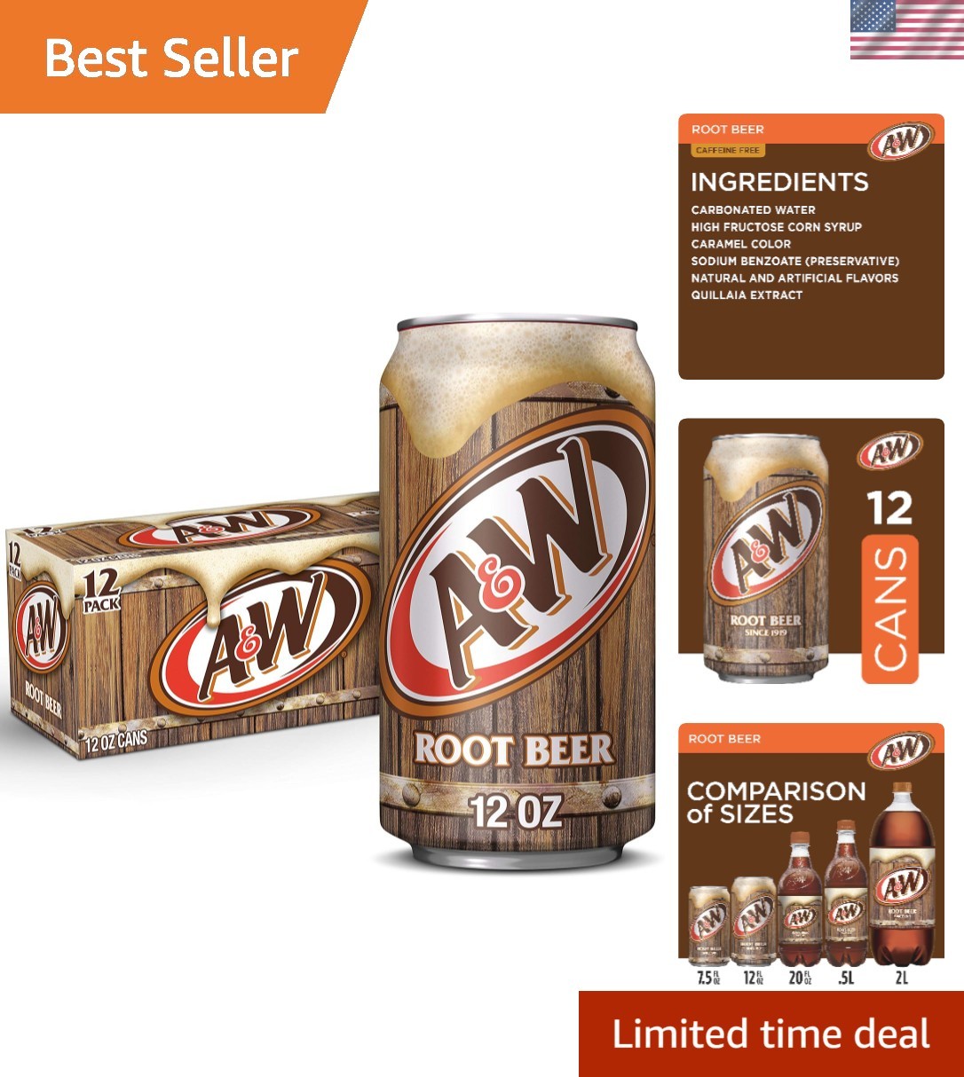 Classic A&W Root Beer 12-Pack – Sweet, Creamy and Caffeine-Free