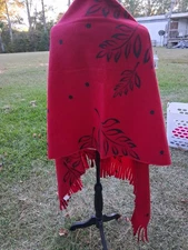 Soft Fleece No Brand Red Women's Long Rectangle Winter Wrap