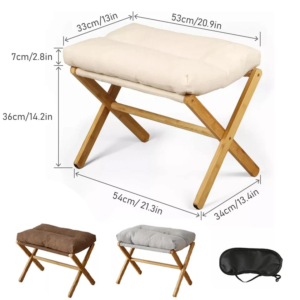 UnderDesk Footstool Chair Stool Rectangle Padded Rest Seat Pouffe Bamboo Legs UK - Image 2 of 4
