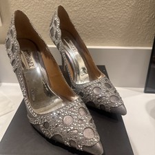 Badgley Mischka Rouge Embellished Heels Size 8 Ivory Wedding Evening Shoe