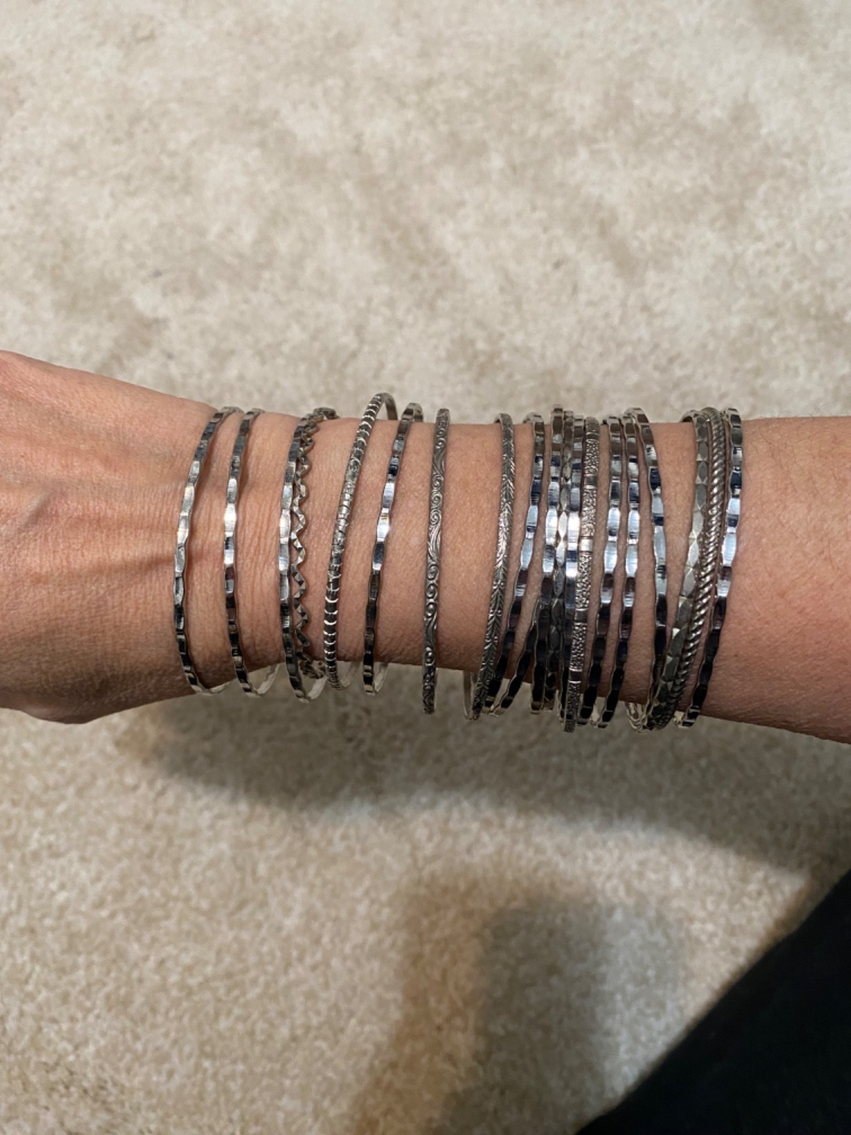 Silver Plated Stackable Bangle Bracelets, Vintage… - image 2