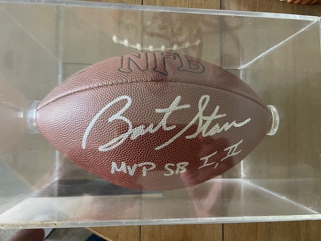 Bart Starr Autographed Signed Green Bay Packers "MVP SB I & II" With COA and case 