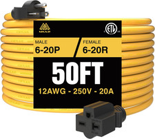 NEMA 6-20 Extension Cord 6-20P to 6-20R for Tesla Mobile EV Level 2 Charging Hea
