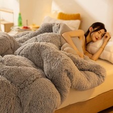 10 Pounds King Size Fluffy Comforter, Modern Casual Heavy Plush Thick Gray