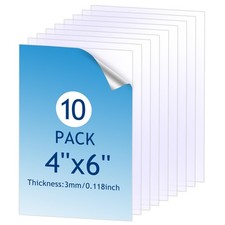 10 Pack Clear Acrylic Sheet 4" x 6" Cast Plexi Glass Panel 1/8" 3mm Thick H...