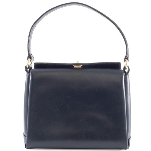 GUCCI Bag Womens Old Turnlock Leather Navy 3 Compartments