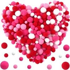 Valentine's Pom Poms 600 Mixed Size Craft Decorations for Projects