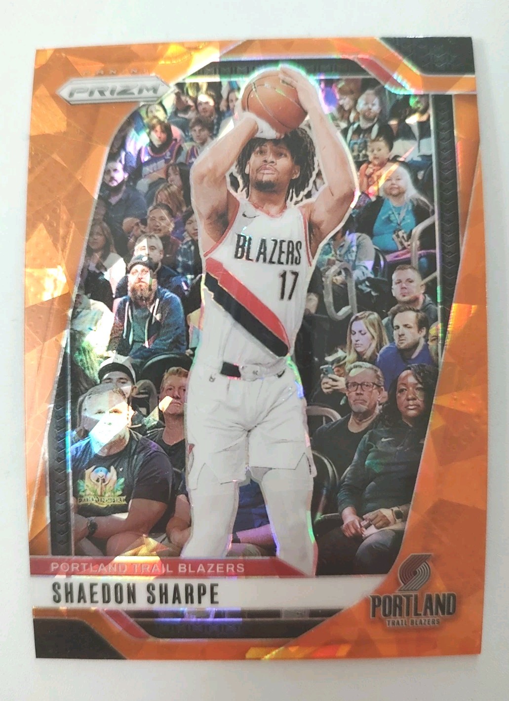 Shaedon Sharpe 2024-25 Panini Prizm Orange Cracked Ice Portland Trail Blazers