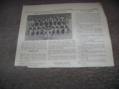 1945 1946 Laurel High School Delaware Girls Basketball Team