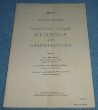 1957 United States Chart No. 1 Nautical Chart Symbols & Abbreviations Booklet