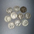 90% Silver Mercury Dimes $1 Face Value 1 Lot Of 10 Dimes Various Years And Mint