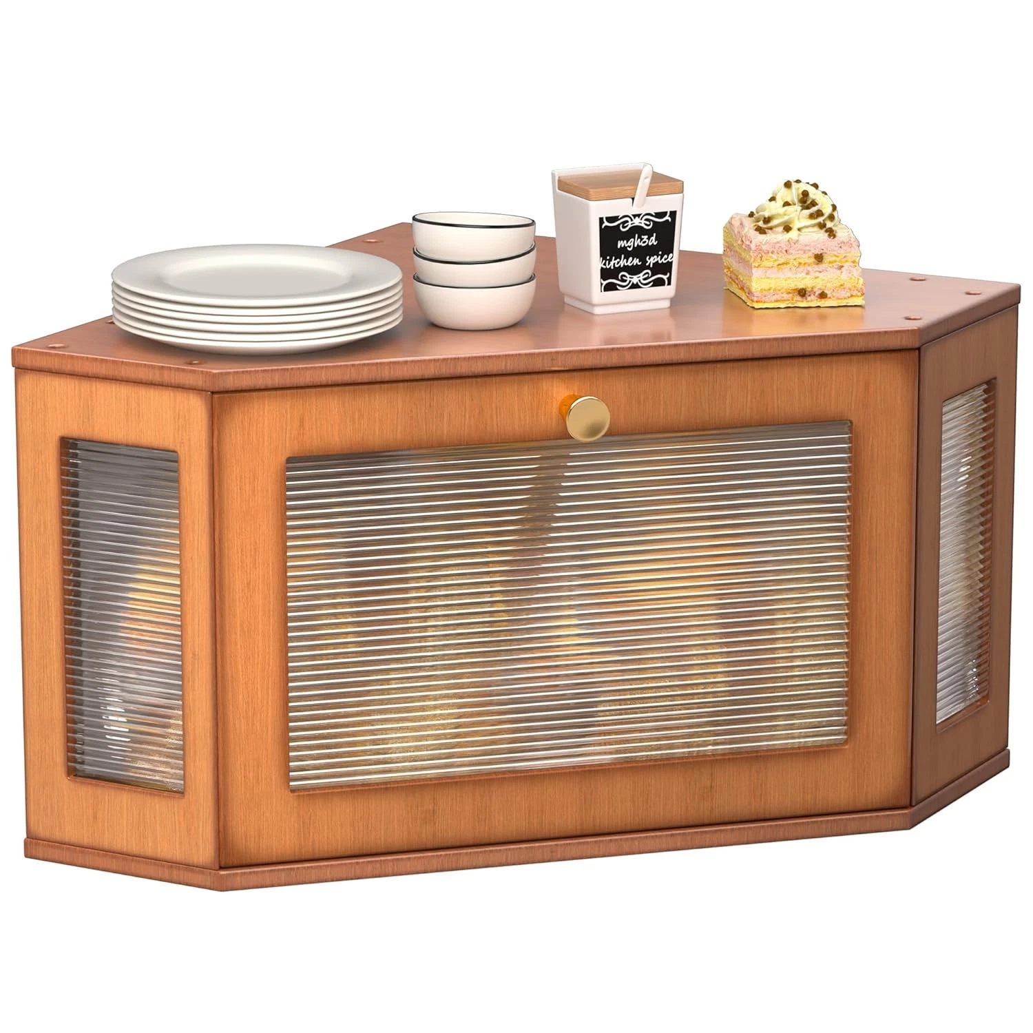 Bamboo Bread Box for Kitchen Countertop Farmhouse Wooden Bread Bin Storage (74